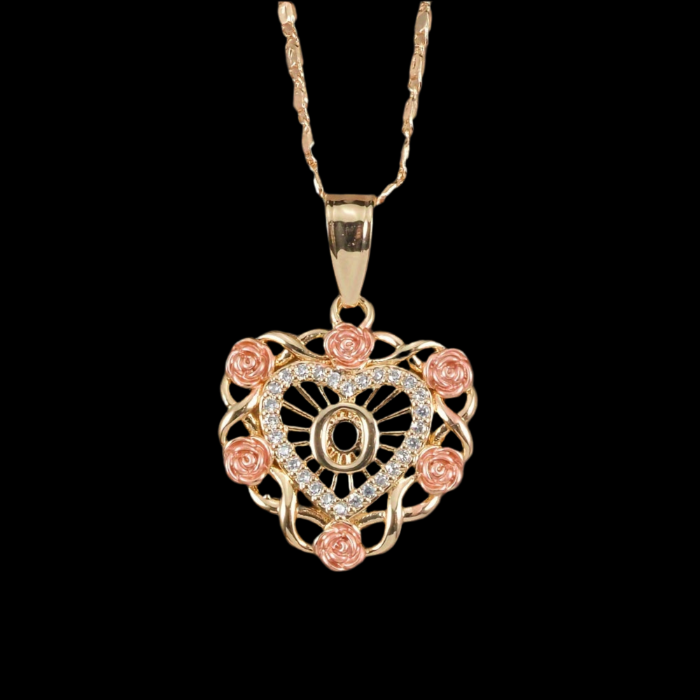 Rose initial necklace