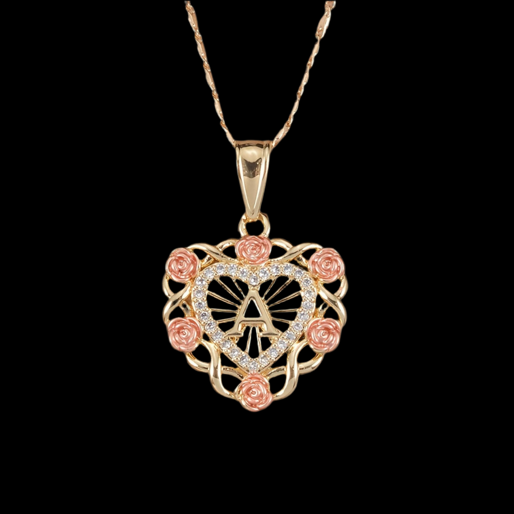 Rose initial necklace