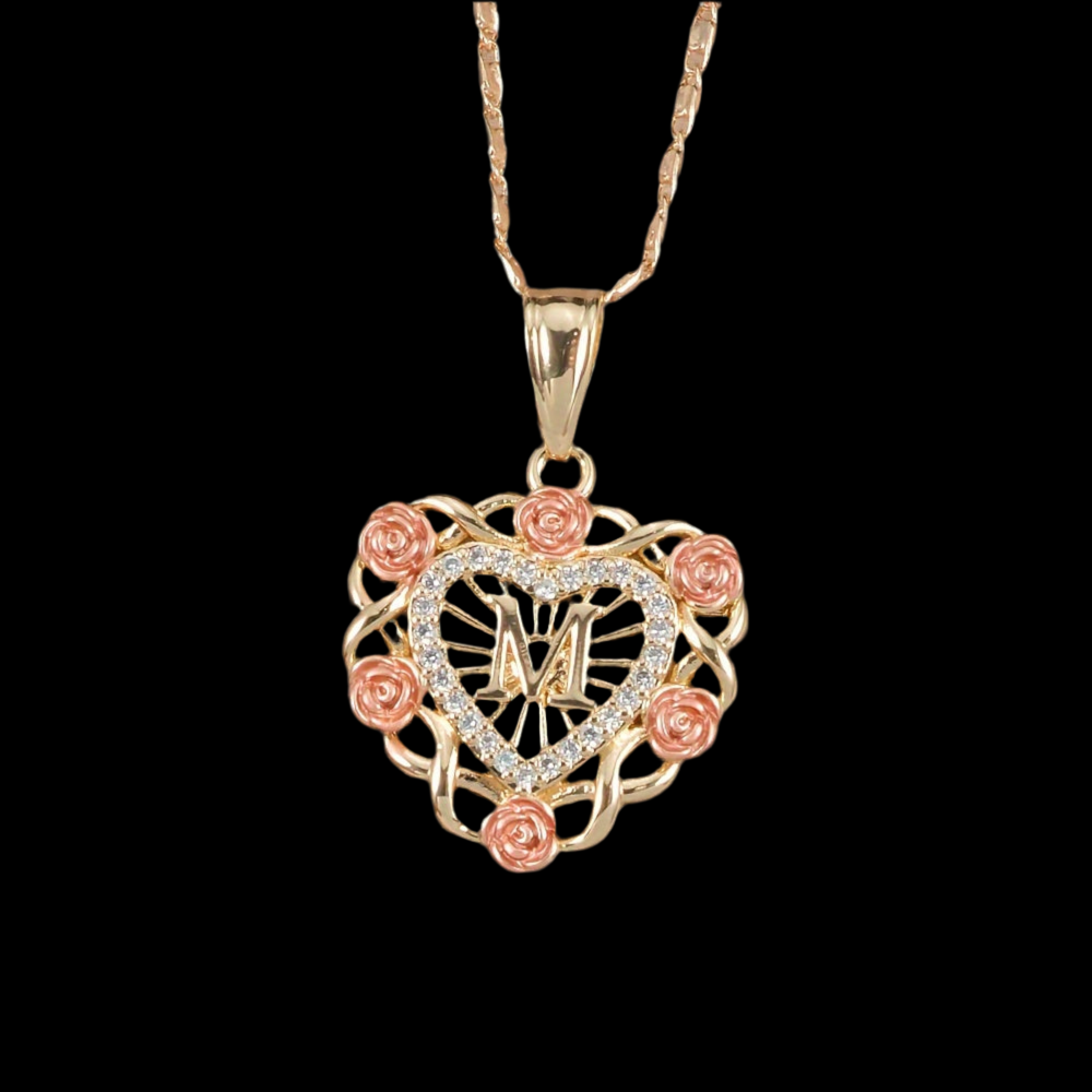 Rose initial necklace