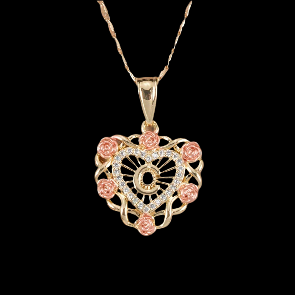Rose initial necklace