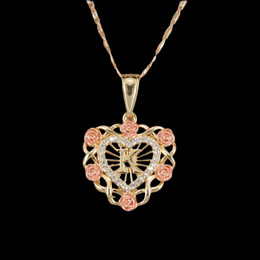 Rose initial necklace