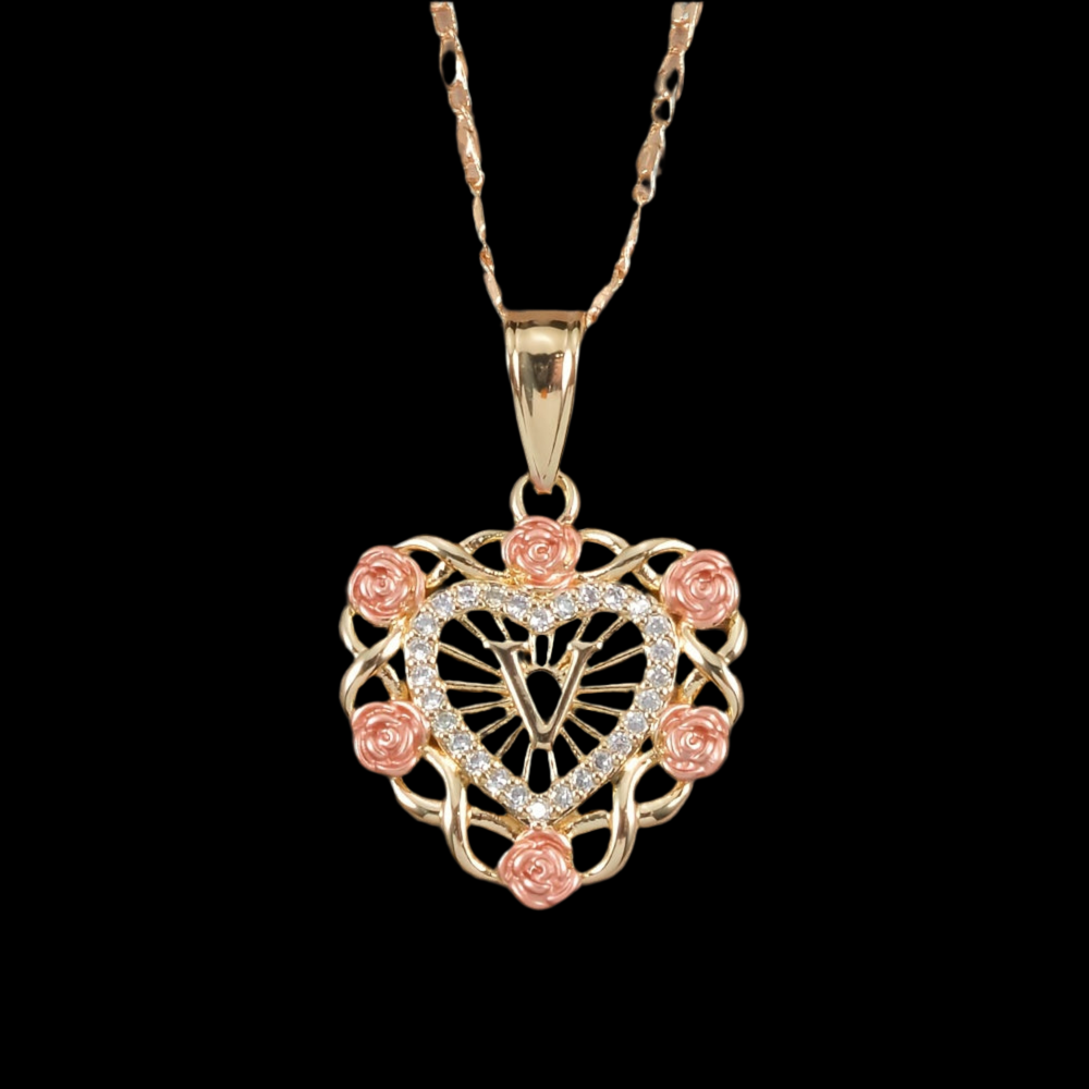 Rose initial necklace