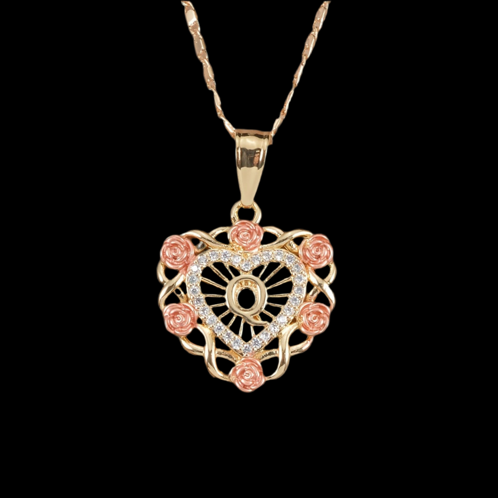 Rose initial necklace