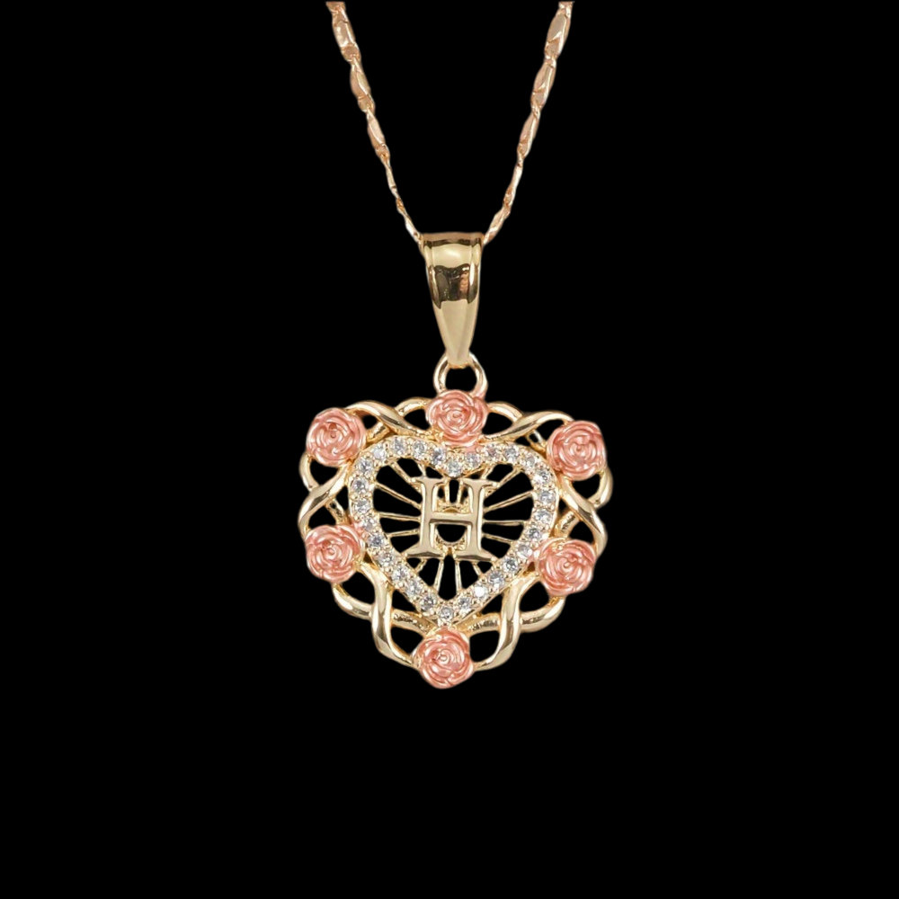 Rose initial necklace