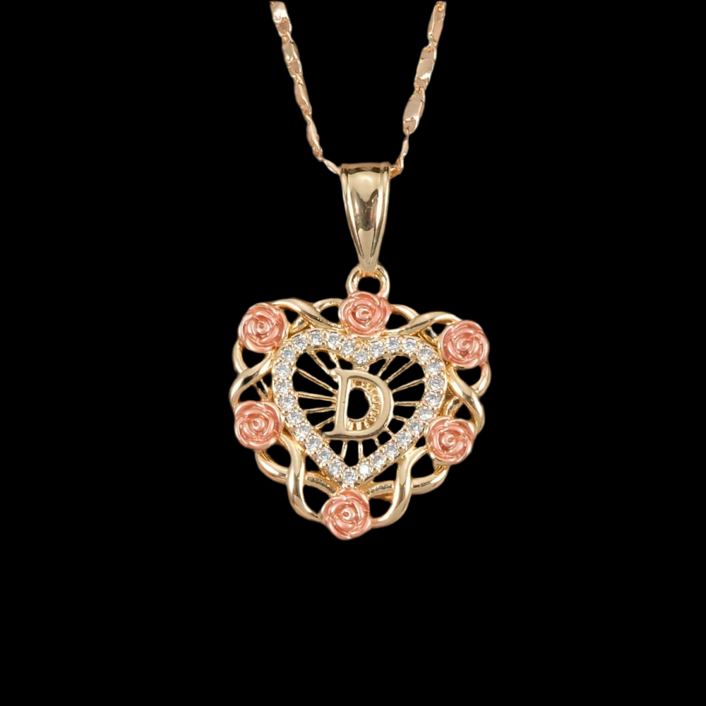 Rose initial necklace
