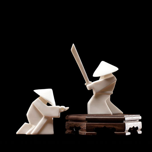 Porcelin Samurai Incense Holder Set