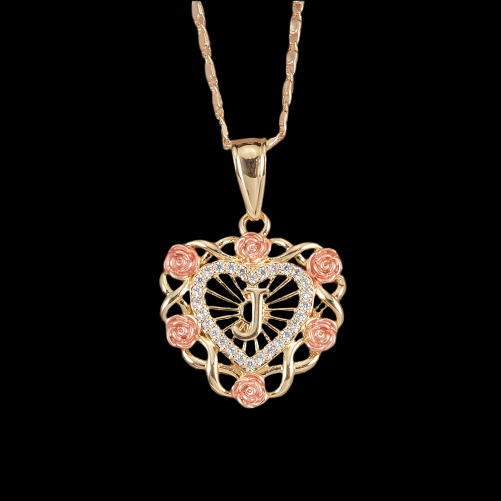 Rose initial necklace