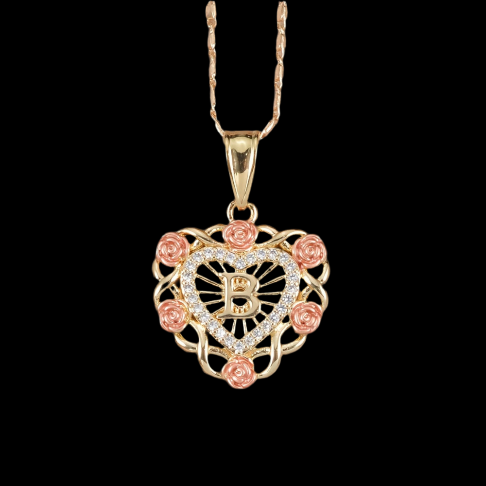 Rose initial necklace