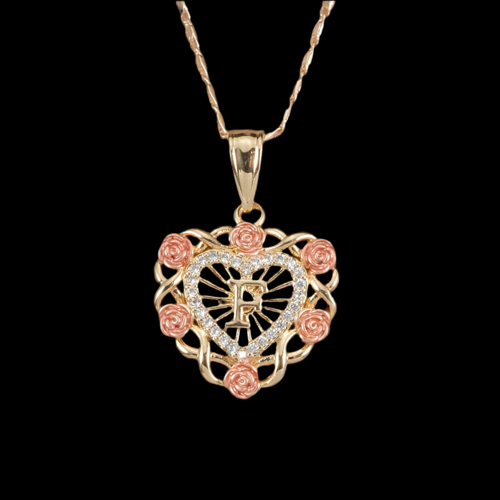 Rose initial necklace
