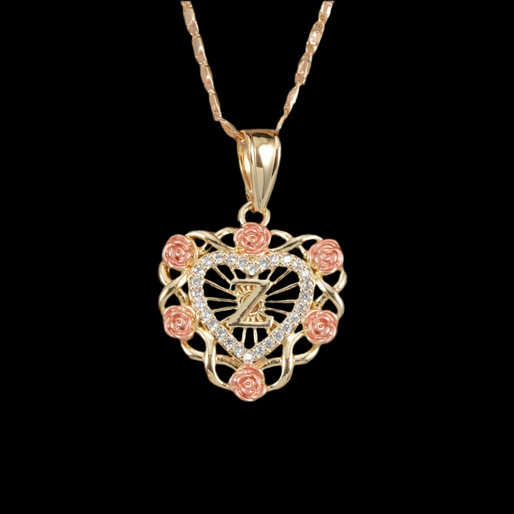 Rose initial necklace