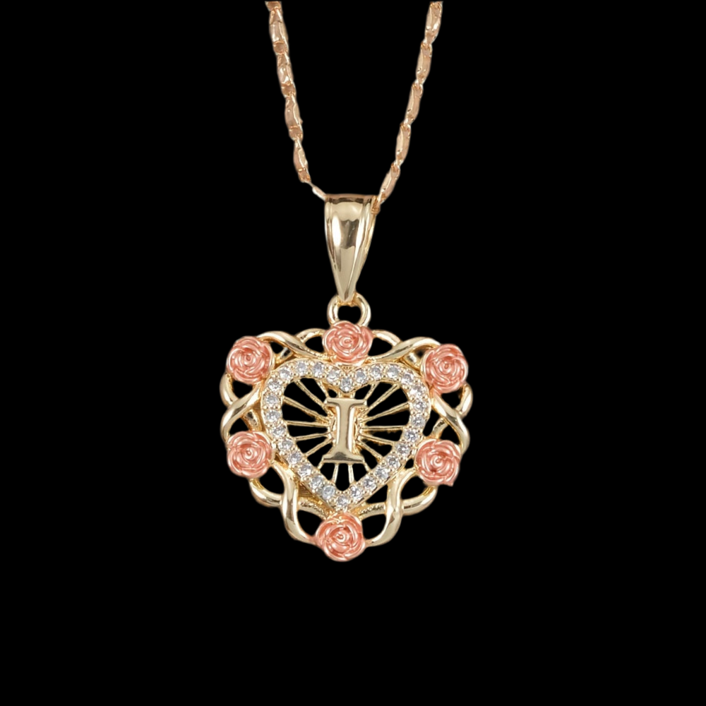 Rose initial necklace