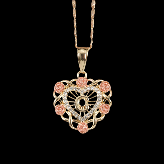 Rose initial necklace