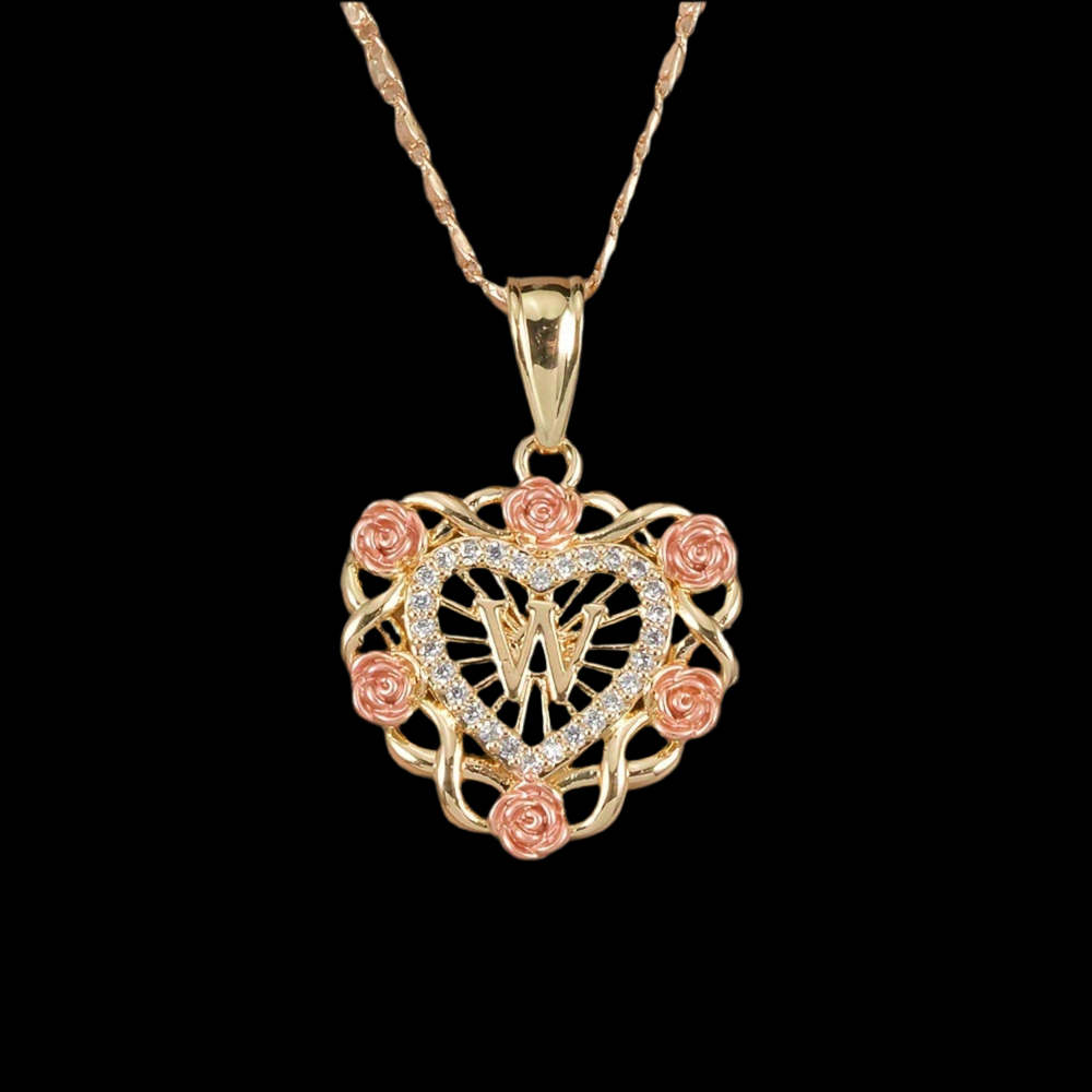 Rose initial necklace