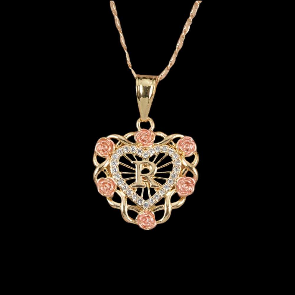 Rose initial necklace