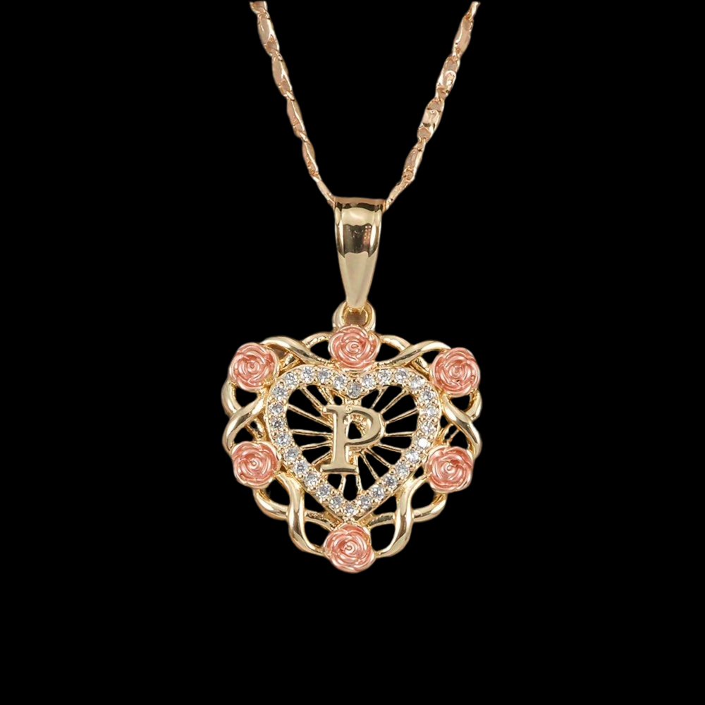 Rose initial necklace