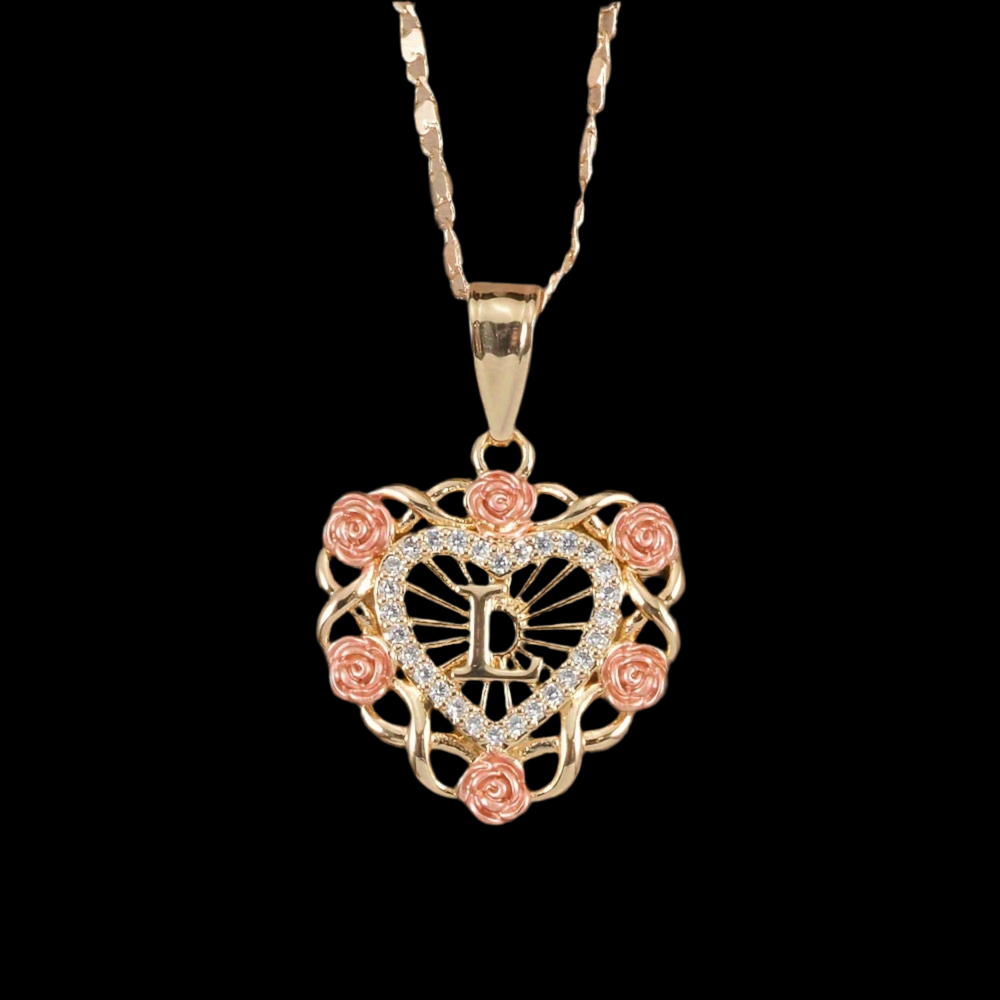 Rose initial necklace