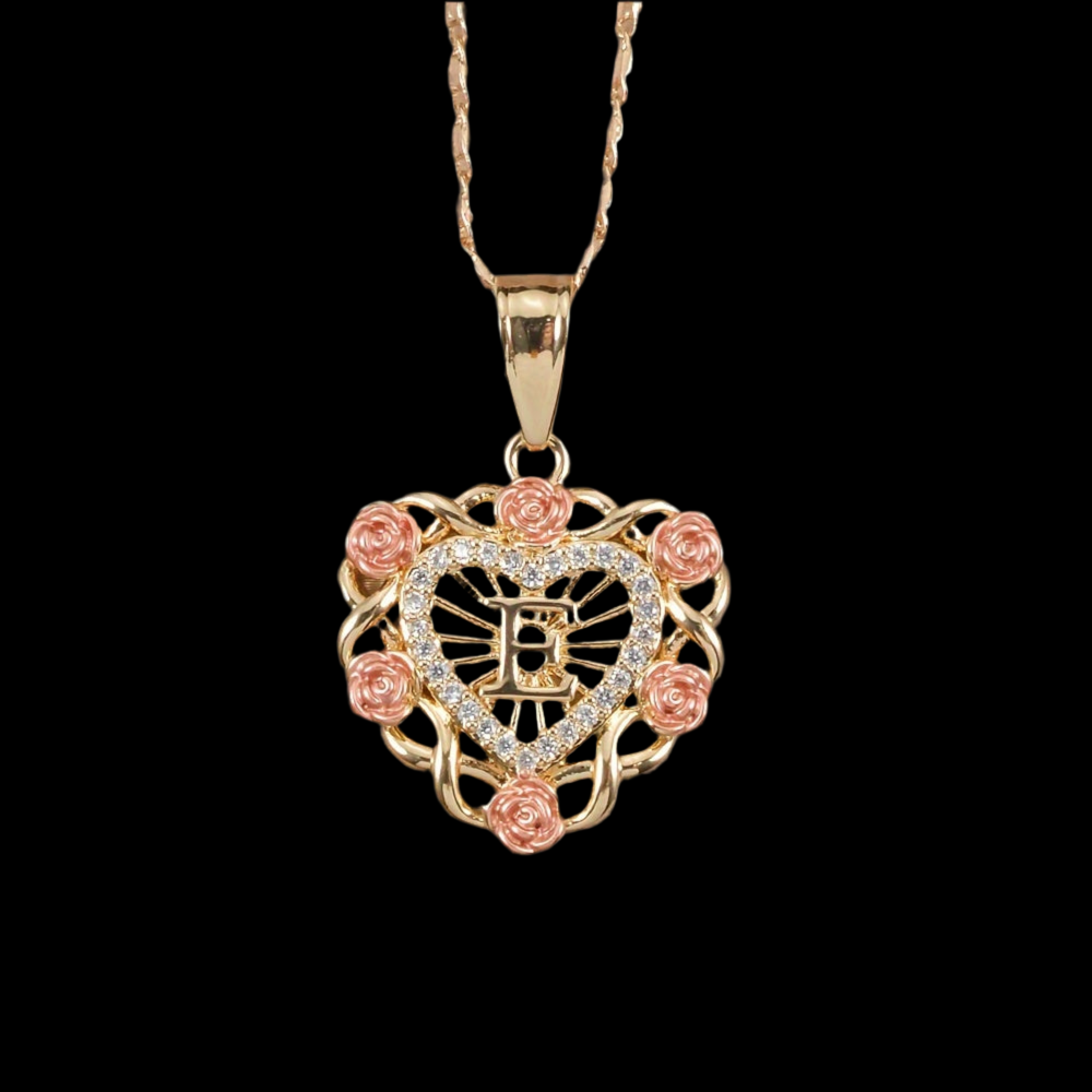 Rose initial necklace