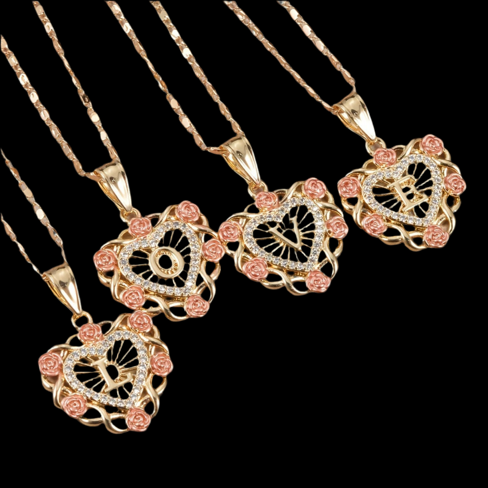 Rose initial necklace